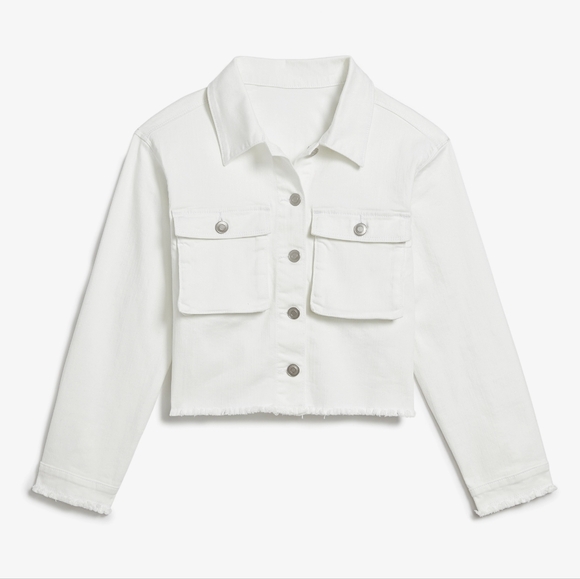 Evsie Other - Girls Frayed White Denim Jacket nwt